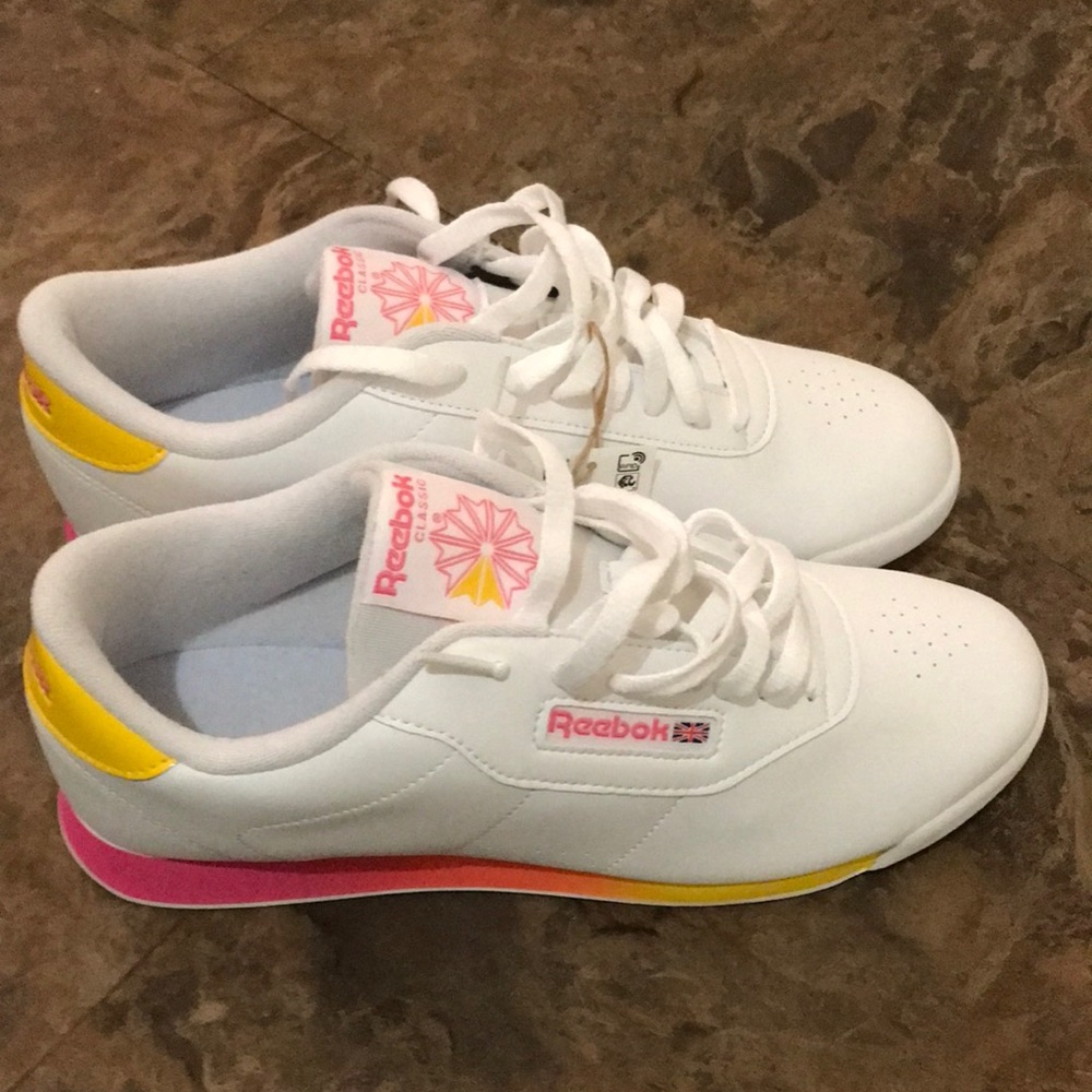 Reebok Women’s Princess Sneaker White/Pink/Yellow